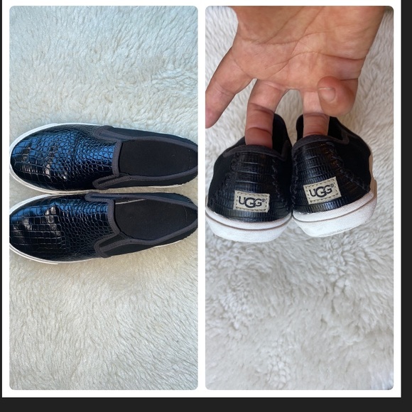 UGG Black Croc Embossed Slip On Sneakers - Picture 2 of 13